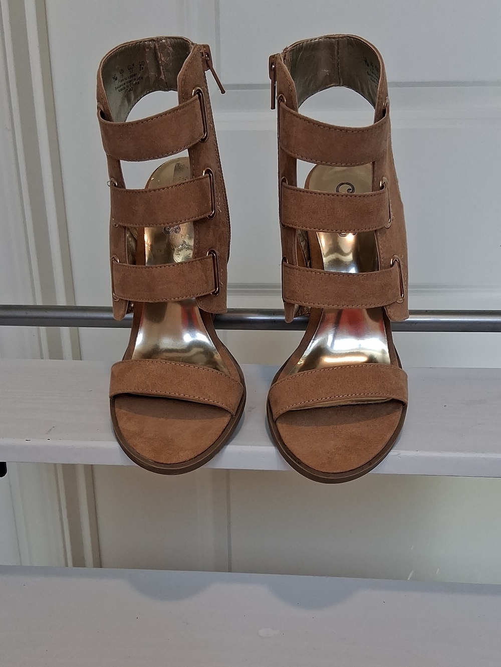 Carlos Santana Women’s Tan Suede Strappy High Heel Sandals